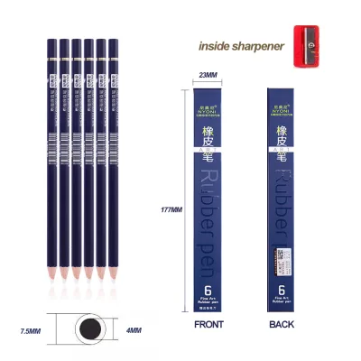 New Design White Pencil Shape Eraser Rubber Pen Sketch Eraser Pencil