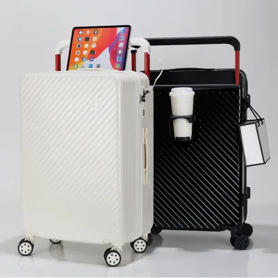 Carry on Luggage 20-24 Inch Wide Handle Suitcase Hardshell Spinner Wheels & Lock, with USB and CUP Holder Business Travel