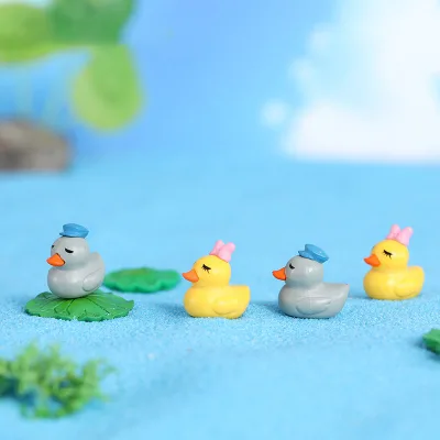 Miniatures Tiny Little Yellow Duck Fairy Garden Terrarium Figures Micro Landscape Ornaments Doll House Decor Children Gift & Toy