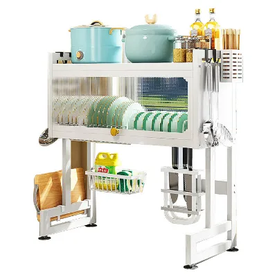 Fashion Kitchen Tableware Storage Draining Bowl Rack 2 Tier Draining Rack Japanese Style  Double Layer Metal Dish Rack