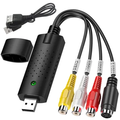 Portable for Easycap RCA Capture Card USB 2.0 AV Grabber PVC Combination for DVD VHS VCR Players Hi8 DV Camera Computer Laptop