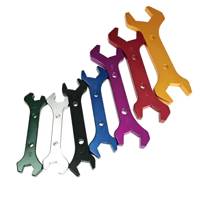 Custom Logo AN4-AN20 7Pcs Aluminum Double Open End Wrench Set, Multi-Color Anodized Fitting Tool for Automotive