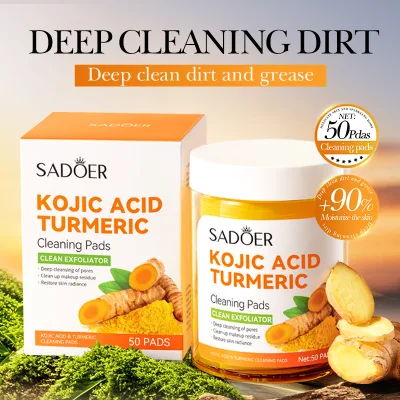OEM Sadoer Amino Acid Facial Cleansing Pads with Turmeric for Deep Pore Cleaning and Skin Smoothing Nourishing Formula 50pcs