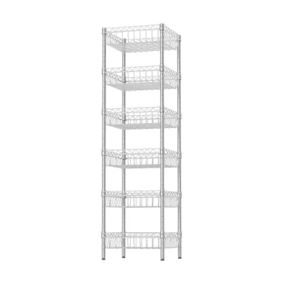 Light Duty 6 Layers Wire Shelving with Baskets Storage Rack Corner Shelf Shelving Adjustable Storage Shelf
