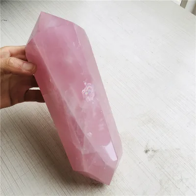 Wholesale Natural Crystal Crafts Healing Rose Quartz Double Terminated Point Tower for Decoration