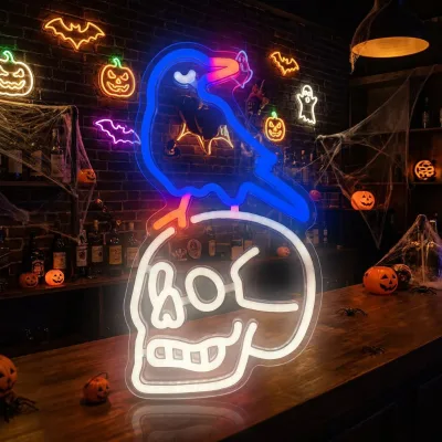 LED Ghost Neon Sign Halloween Party Bat Indoor Home Window Decorations Electronic Indoor Signs Cheerleading Products
