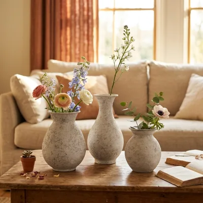 Vintage Textured Iron Farmhouse Wedding Tabletop Flower Vases Home Decor Eco-Friendly Floral Arrangement Ornament