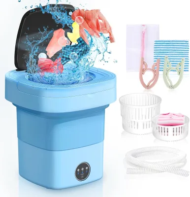 Portable Washing Machine With 3 Intelligent Cleaning Modes,11L Mini Washer With Foldable Design,Mini Folding Washing