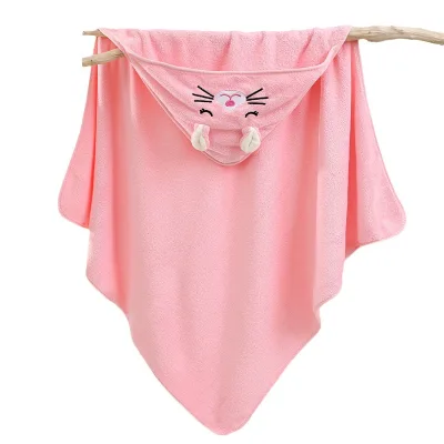 Recycle Promotional Soft Absorbent Microfiber Velvet Coral Fleece Animal Pattern Kids Baby Hooded Bath Towel