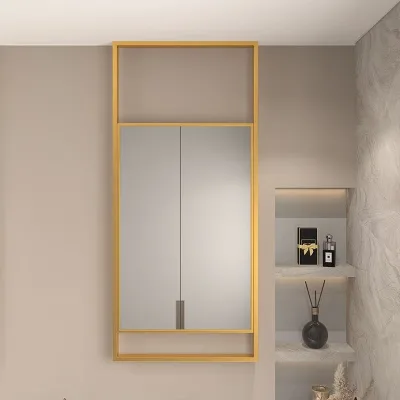 Custom 70X110 Wrought Rectangular Hollow Wall Hanging Smart Bathroom Mirror Art Deco Design for Birthday Celebration