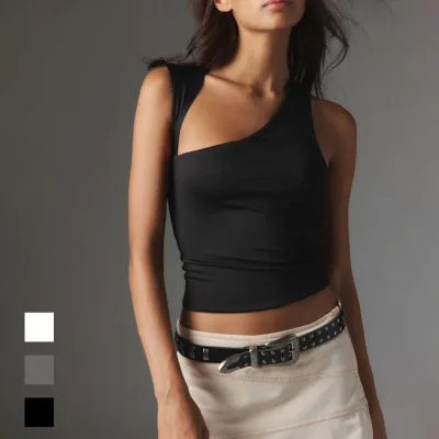 Hot Selling High Quality Y2K Irregular Sexy Knitted Casual Slim Fit Tank Tops Short Tube Crop Tops for Women
