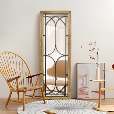 Antique Full-Length Rectangular Wall Hanging Home Decor Mirrors Ready to Ship with Rustic Wooden Frame MDF for Bathroom Decor