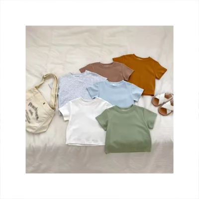 2025 Summer Baby Thin T-shirt Baby New Short Sleeve Casual Round Neck Blank t Shirt for Babies