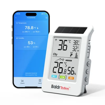 BaldrTherm WiFi&Bluetooth Home Use Forecast Electronic Temperature Humidity Monitor LCD Digital Weather Station for Living Room