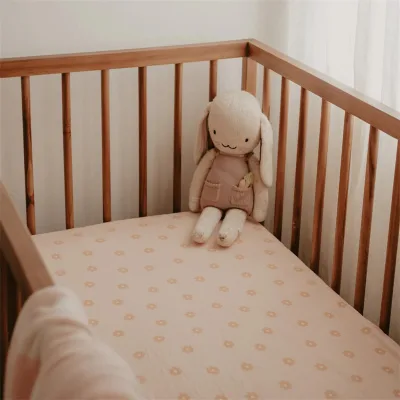 Custom Printed Organic GOTS Cotton Woven Fitted Baby Crib Sheet Anti-static Anti-Dust Mite 200TC Rose Red Multifunction