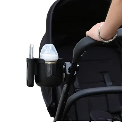 Wholesale Stroller Accessories Plastic Material Cup Holder with Mobile Phone Storage Designed  for Baby Mama Black