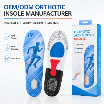 Customized EVA Foam High Elastic Absorbent Breathable Shock Absorption Non-Slip Insoles Sports Orthotic Insoles for Men Women