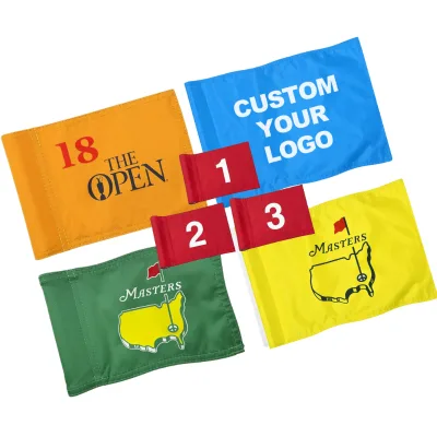 Customised 420D Nylon Golf Pin Flag Embroidered Golf Club Flag with Grommet Durable 18 X 12 Inch Golf Pin Flag with Custom Logo