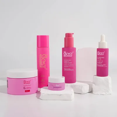 100g 200g 300g Cosmetic Round Shape Pink  Jar Container / Elegant Empty Cream Jars With White Lid