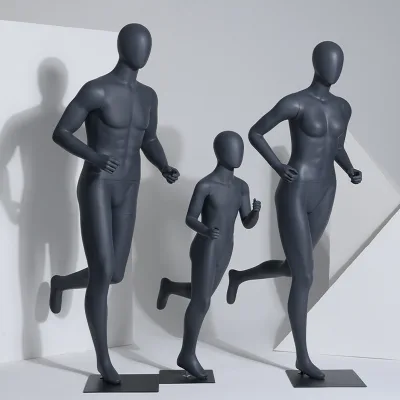 Factory Price Fiberglass Grey Window Display Full Body Sports Poses Mannequins
