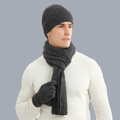Scarf, Hat & Glove Sets OEM Manufacturers Wholesale Custom Acrylic Rib Knit Winter Beanie Hat Scarf Gloves Sets