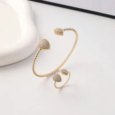 European and American Popular Bracelet Electroplated with 18K Gold Water Droplet Adjustable Bracelet Ring Set