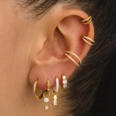 Trendy Hot Selling Oil-drip Double-layer Women's Ear Cuffs Non-pierced Ears Creative Ear Bone Clips Simple Trendy Earrings Set