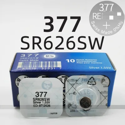 377 SR626SW Silver Oxide Watch Battery 1.55V  0% Mercury Button Cell Replacement for Quartz Watch and Small Electronic Devices