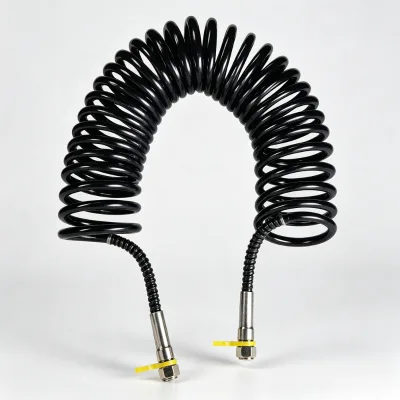 Factory Supply Nylon PU Coiled Air Hose, Retractable Spiral Air Pipe for Tractor Semi Trailer Buses and Coaches