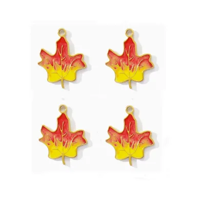 Stainless Steel Metal Enamel Color Maple Leaf Pendant for DIY Jewelry Making Maple Leaf Charms