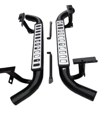 Side Steps 90 Fit for RR Old Defender Black and Silver