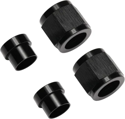 6AN Hardline Tube Nut and Sleeve Fitting Adapter for 3/8" Hard Line Aluminum Black
