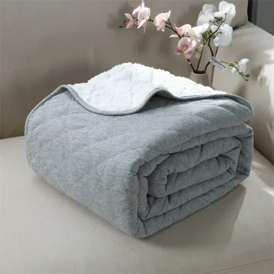 FY Soft Warm Grey Skin-friendly Multipurpose Recycled Polyester Home Office Travel Nap Four Seasons Cover Blanket