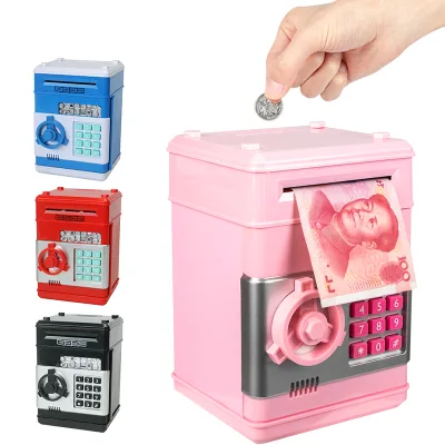 Auto-rolling Money Password Safe Mini Cartoon Creative Painted ATM Piggy Bank Toys Children Coin Money Box Toy
