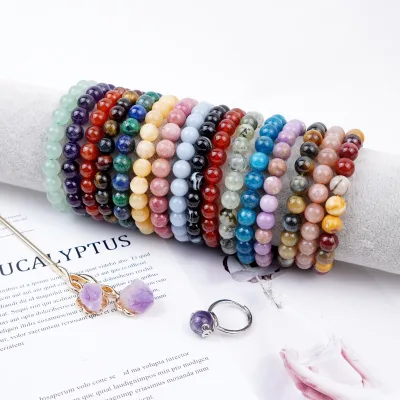 Hot Sale Natural Crystal Spritual Healing Mixed Material Hairpin Bracelet and Rings Set for Gift