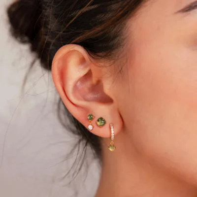 Trendy Bohemian Style Gold-Plated Cubic Zirconia Stud Earrings Dainty Square Huggie Hoop Earrings Set Gifts for Women