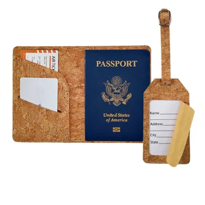 Customized Cork Leather Passport Cover & Wallet Fashionable Waterproof Portable Travel Organizer with Tag