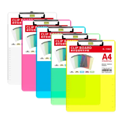 Plastic Semi Transparent A4 Clipboard Clip Writing Board Menu Stand Letter Size Clipboard With Flat Metal Clip