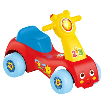 Safety Material China Wholesale Plastic Outdoor Musical Cartoon Toy Car Baby Walker for Kids to Drive 4pcs of Wheels