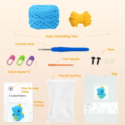 For Bestseller Adorable Crochet Dinosaur DIY Doll Made with Pure Cotton YarnHandcrafted Crochet Kit for Ages 4+ 10cm