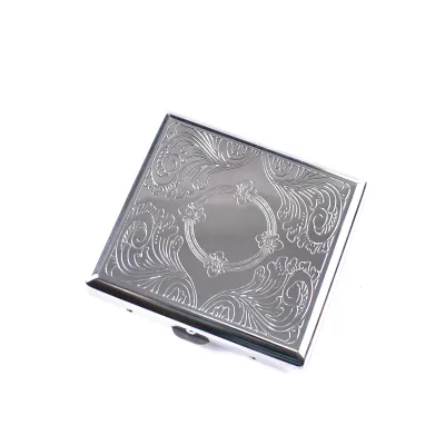 Wholesale Aluminium Custom logo Smoking Accessories Portable 20pcs Metal Silver Smoking case