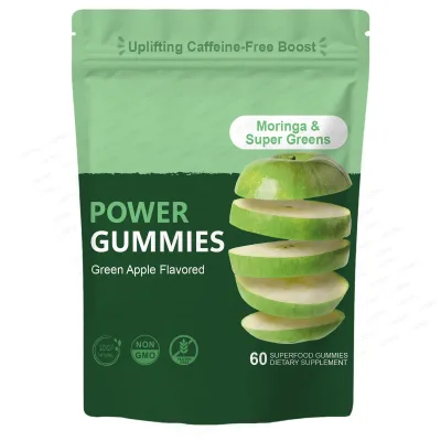 Wholesale OEM Moringa & Super Greens Gummies 60 Count with Moringa Super Greens Natural Energy Booster Dietary Supplement