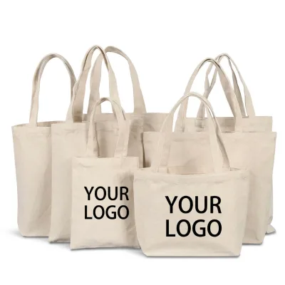 Promotional Canvas Tote Bag Logo Bulk Reusable Calico Cotton Bag Exhibition Trade Show Giveaways Advertising Fabric Handbag