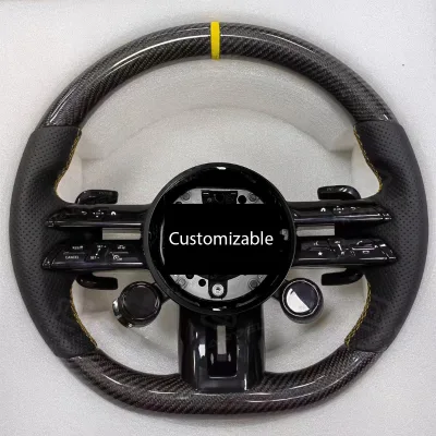 For Be-nz A-M-G Leather Carbon Steering Wheel Upgrade for C Class E Class C63 E63 GT50 GT63 G63 GLE53 W464 G500 Other Models