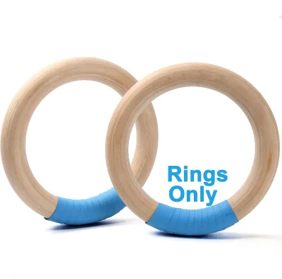 Customized Logo High Quality Birch Wooden Gymnastics Rings Indoor Fitness Sports Suspension Trainers Set for Training