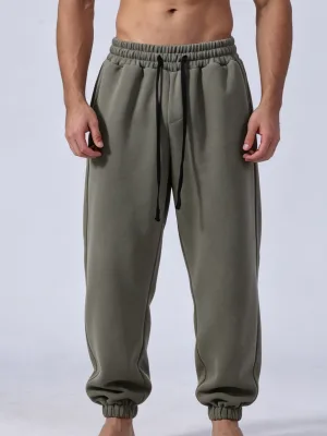 Men Thick Elastic Waistband Loose Tapered Jogger Pants,Sports Long Trousers for Fitness Outdoor Daily Use