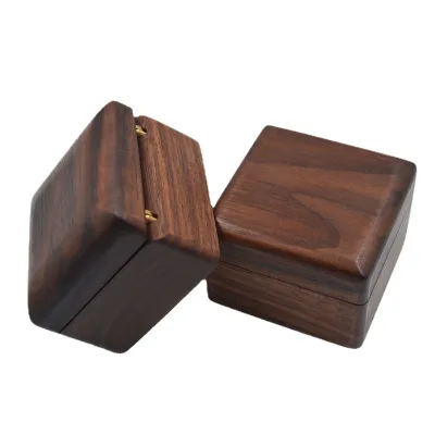 Jewelry Boxes Creative Wooden Ring Earring Pendant Jewelry Storage Box Black Walnut Case Solid Wood