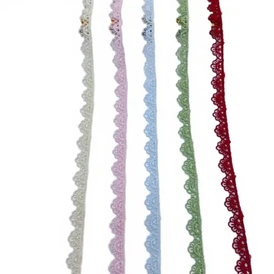 Water-soluble Eco-Friendly Colored Mesh Lace Polyester Thread 0.9cm Small Barcode Accessories Skirt Hem Trims in Stock