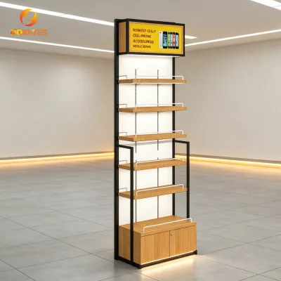 Custom Wall Display showcase Phone Accessories Furniture for Mobile Phone Shop Lockable Storage Showcase