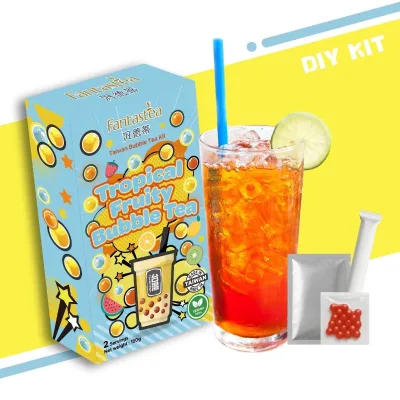 Tropical Bubble Tea Beverage Kit in Box for Home Use-Includes 2 Sets